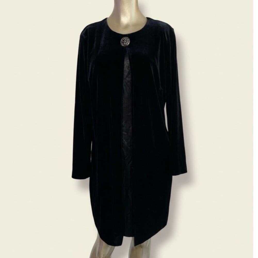 Vintage Rabbit Rabbit Designs Black Velvet Mock Duster Dress Size 14M